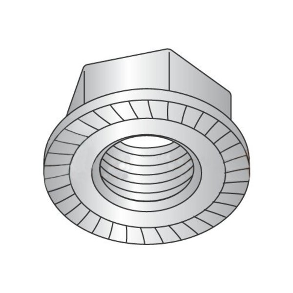 Newport Fasteners Serrated Lock Nut, #8-32, 18-8 Stainless Steel, Not Graded, 0.13 in Ht, 5000 PK NB045008B-5000